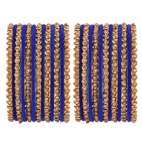 Efulgenz Indian Oxidized Jewelry Indian Bangle Set Plain Velvet Bangles with Crystal Rhinestone Bangles Bohemian Bracelet Metal Bangle Set Statement Jewelry for Women (26 Pcs)
