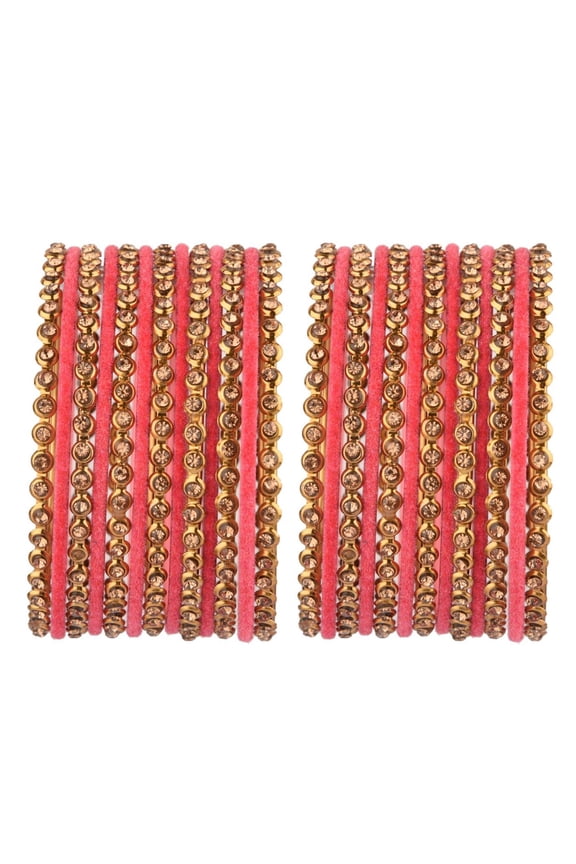 Indian Oxidized Jewelry Indian Bangle Set Plain Velvet Bangles with Crystal Rhinestone Bangles Bohemian Bracelet Metal Bangle Set Statement Jewelry for Women (26 Pcs)