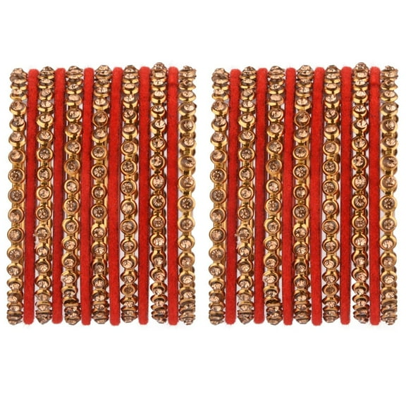 Efulgenz Indian Oxidized Jewelry Indian Bangle Set Plain Velvet Bangles with Crystal Rhinestone Bangles Bohemian Bracelet Metal Bangle Set Statement Jewelry for Women (26 Pcs)