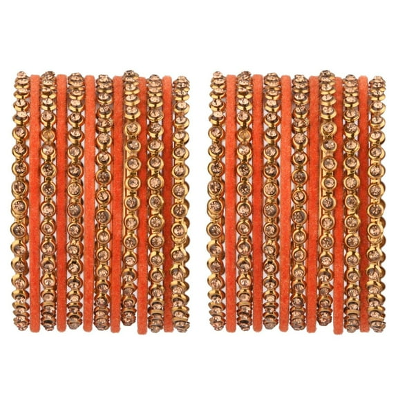 Efulgenz Indian Oxidized Jewelry Indian Bangle Set Plain Velvet Bangles with Crystal Rhinestone Bangles Bohemian Bracelet Metal Bangle Set Statement Jewelry for Women (26 Pcs)