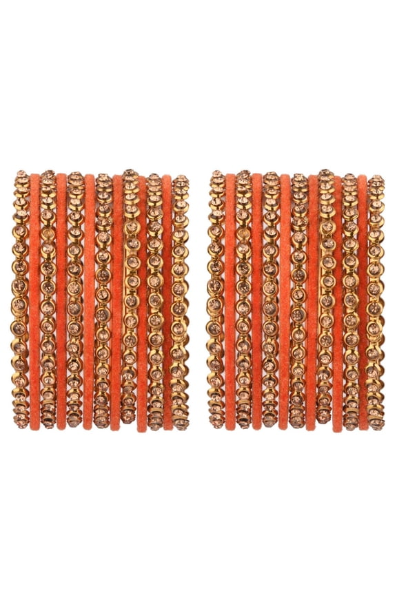 Indian Oxidized Jewelry Indian Bangle Set Plain Velvet Bangles with Crystal Rhinestone Bangles Bohemian Bracelet Metal Bangle Set Statement Jewelry for Women (26 Pcs)