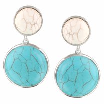 Efulgenz Indian Vintage Retro Ethnic Gypsy Oxidized Tone Boho Turquoise Drop Stud Earrings for Women