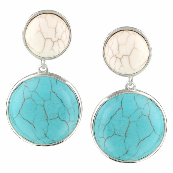 Efulgenz Indian Vintage Retro Ethnic Gypsy Oxidized Tone Boho Turquoise Drop Stud Earrings for Women