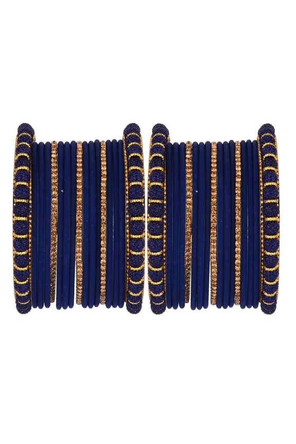 Indian Wedding Bridal Bangle Set for Women Traditional Beaded Bangles Rhinestone Faux Pearl CZ Crystal Bracelet Plain Matte Finish Metal Bangle Bracelet Bollywood Jewelry (34 Pcs) Size 2.4