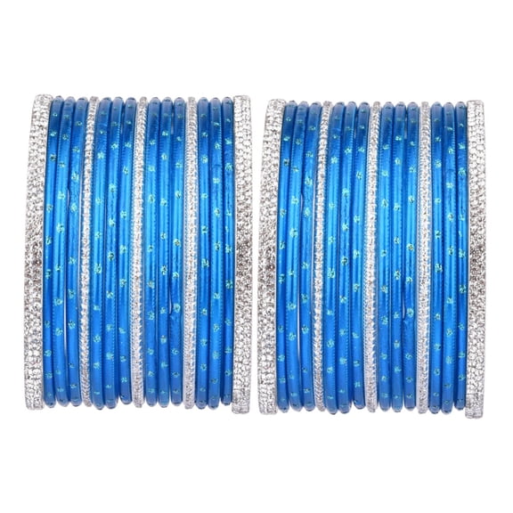 Efulgenz Indian Wedding Bridal Bangles for Women Metal Bangle Set Rhinestone CZ Crystal Bracelet Bangle Jewelry for Women (34 Pcs) Size 2.8