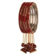thumbnail image 1 of Efulgenz Maroon Rhinestone Crystal Beaded Bracelet Bangle Set with Hanging Jhumki Tassel Charms Bollywood Style indian Bangles Jewelry for Women (4 Pcs) Size 2.6, 1 of 7