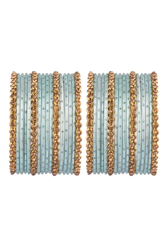 Metal Bangle Set Oxidized Crystal Bangles with Glossy Finish Textured Dotted Metal Bangles Indian Bangles for Women Bracelet Bangle Bollywood Fashion Statement Jewelry (32 Pcs)