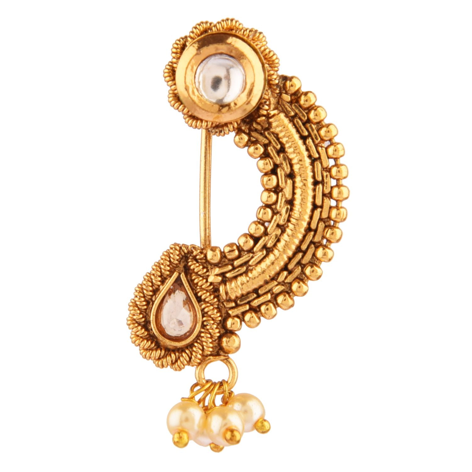 South Indian Women Fashion Gold Tone Nose Ring Ethnic Nathni Bridal Jewelry  FS | eBay
