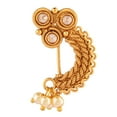 thumbnail image 1 of Efulgenz Nose Ring Nath Nose Stud Pin Fake Nose Stud Ring Non Piercing Jewelry for Wedding Kundan Crystal Faux Pearl Drop Bridal Nathani Clip On Nose Ring Stud Indian Jewelry for Women, 1 of 2