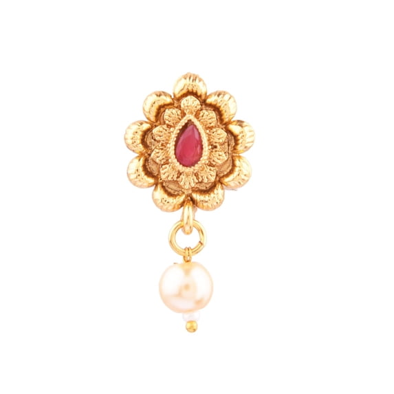 Efulgenz Nose Ring Nose Stud Pin Indian Jewelry for Women Non Piercing Fake Nose Stud Ring Septum Jewelry Bridal Kundan Crystal Faux Pearl Drop Traditional Nose Ring Stud Jewelry for Wedding
