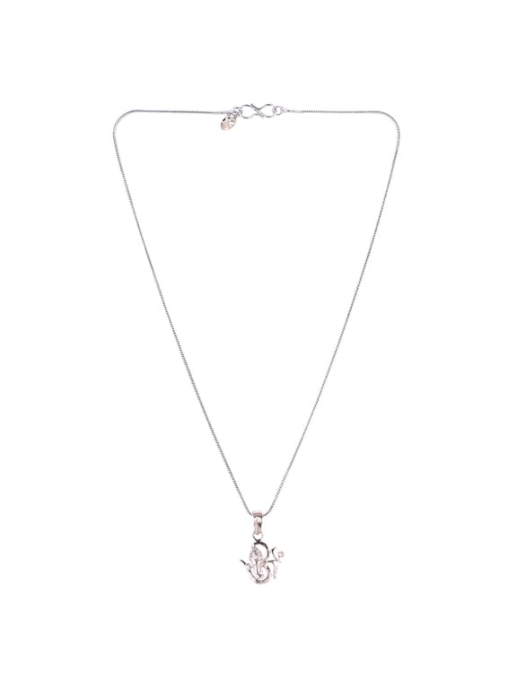 OM AUM Ohm Ganesh Pendant Chain Necklace India Spiritual Good Luck CZ Jewelry Gift for Men Women