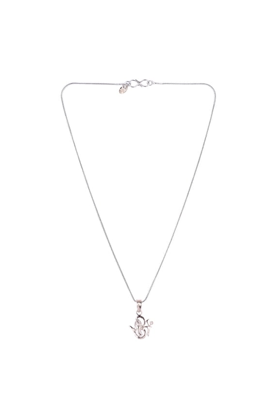 OM AUM Ohm Ganesh Pendant Chain Necklace India Spiritual Good Luck CZ Jewelry Gift for Men Women