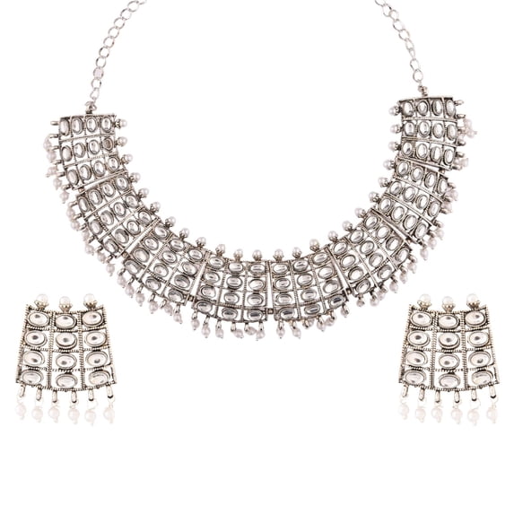 Efulgenz Oxidized Indian Jewelry Boho Vintage Antique Choker Necklace for Women (Style 8)