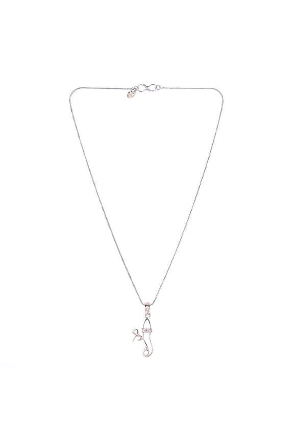Pendant Chain Necklace India Hindu God Symbol Shree Spiritual Good Luck CZ Jewelry Gift for Men Women