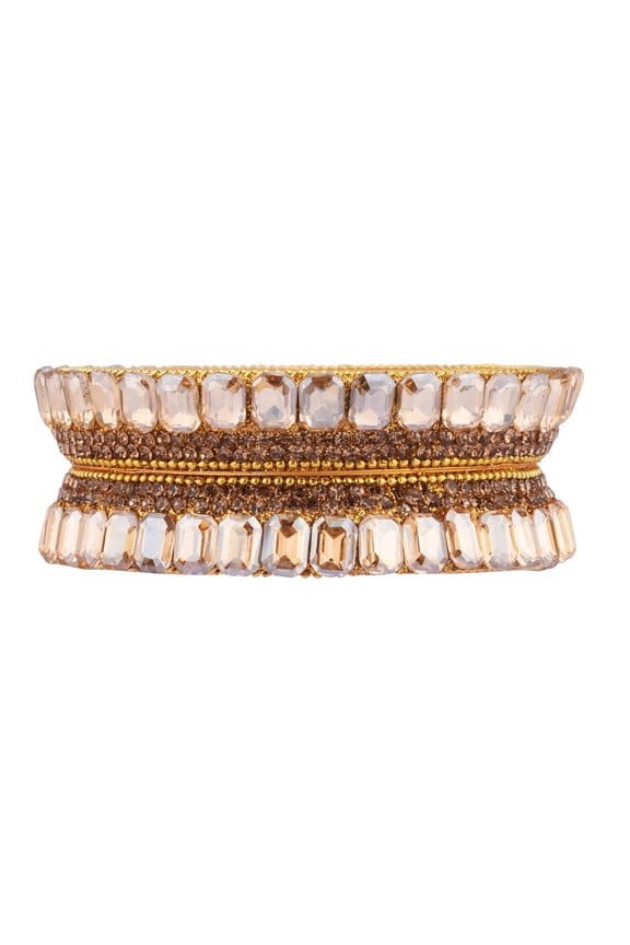 Rhinestone Bridal Bangle Jewelry Indian Bangle Set Crystal Kundan Bracelet Bangle Set Wedding Party Fashion Statement Jewelry for Women(4 Pcs) Size 2.4
