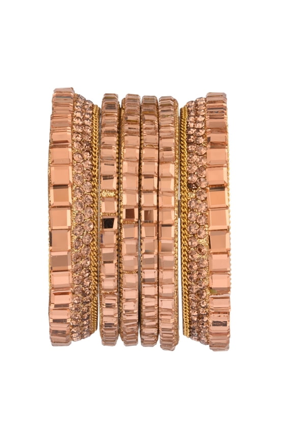 Rhinestone CZ Crystal Bangle Set for Women Glass Stone Bracelet Bangle Wedding Bridal Bangles Party Bracelet Bollywood Indian Bangle Set for Women (6 Pcs) Size 2.6