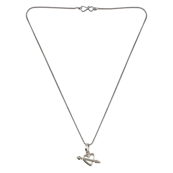 Efulgenz Silver Tone Heart with Arrow Mangalsutra Pendant Chain Necklace Jewelry for Women