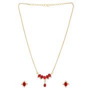 EFULGENZ Traditional Ethnic American Diamond Pendant Necklace with Chain and Earrings Jewelry for Women