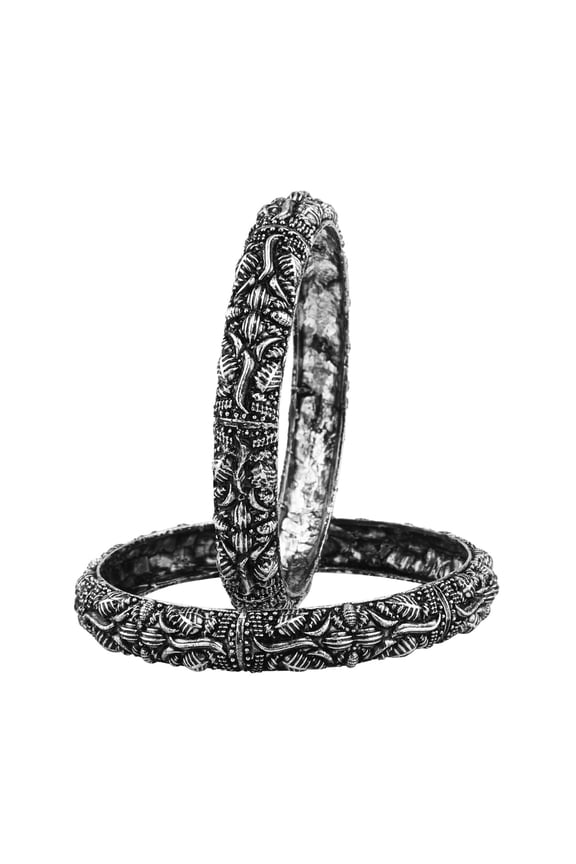 Tribal Antique Oxidized Indian Jewelry Bracelet Bangle Set for Women Girls (2 pc)