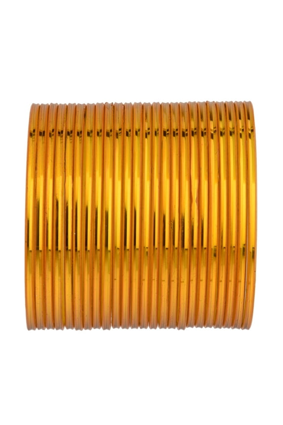 Yellow Plain Glossy Alloy Bangles Bollywood Bracelets Bridal Bangle Set Fashion wedding Jewelry Accessories for Women (24 Pcs) Size 2.4
