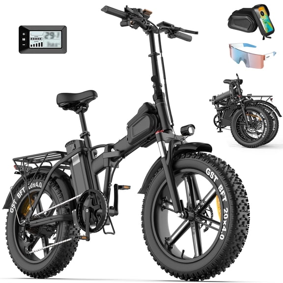 Efunkeep CM20 Step-Thru Folding Electric Bike for Adults, 20" x 4.0" Fat Tire Ebike, 48V 25Ah Battery, 1500W Peak, 30 Mph, UL 2849 Certified, Black