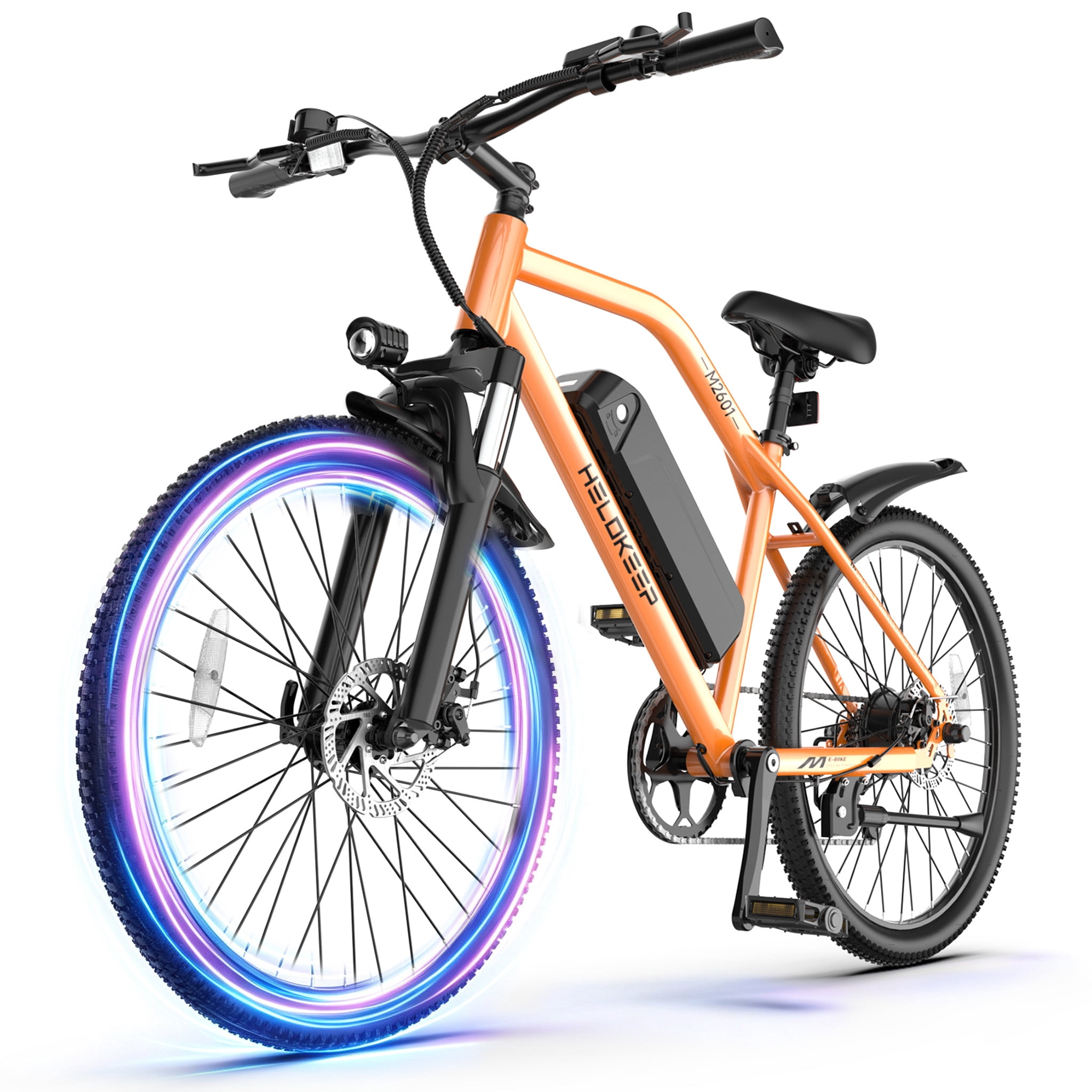 Helokeep M2601 26" Adults Electric Bike, 750W Peak Motor, 48V Removable Battery, 7-Speed, 35 Miles Range, 20MPH, Dual Disc Brakes, Blue