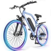 Electric Mountain Bicycle, 26" Tire E-Bike for Adults, 750W Peak Motor, 48V 7.8Ah Removable Battery, 7-Speed, UL2849, Front Suspension, Blue