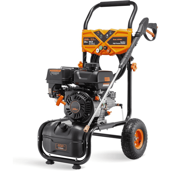 Efurden Gas Power Washer, 3500PSI,  2.3GPM, 209CC Engine, 4 Nozzles, Ideal for Cleaning Walls, Terraces, Vehicles, Gardens(Orange)