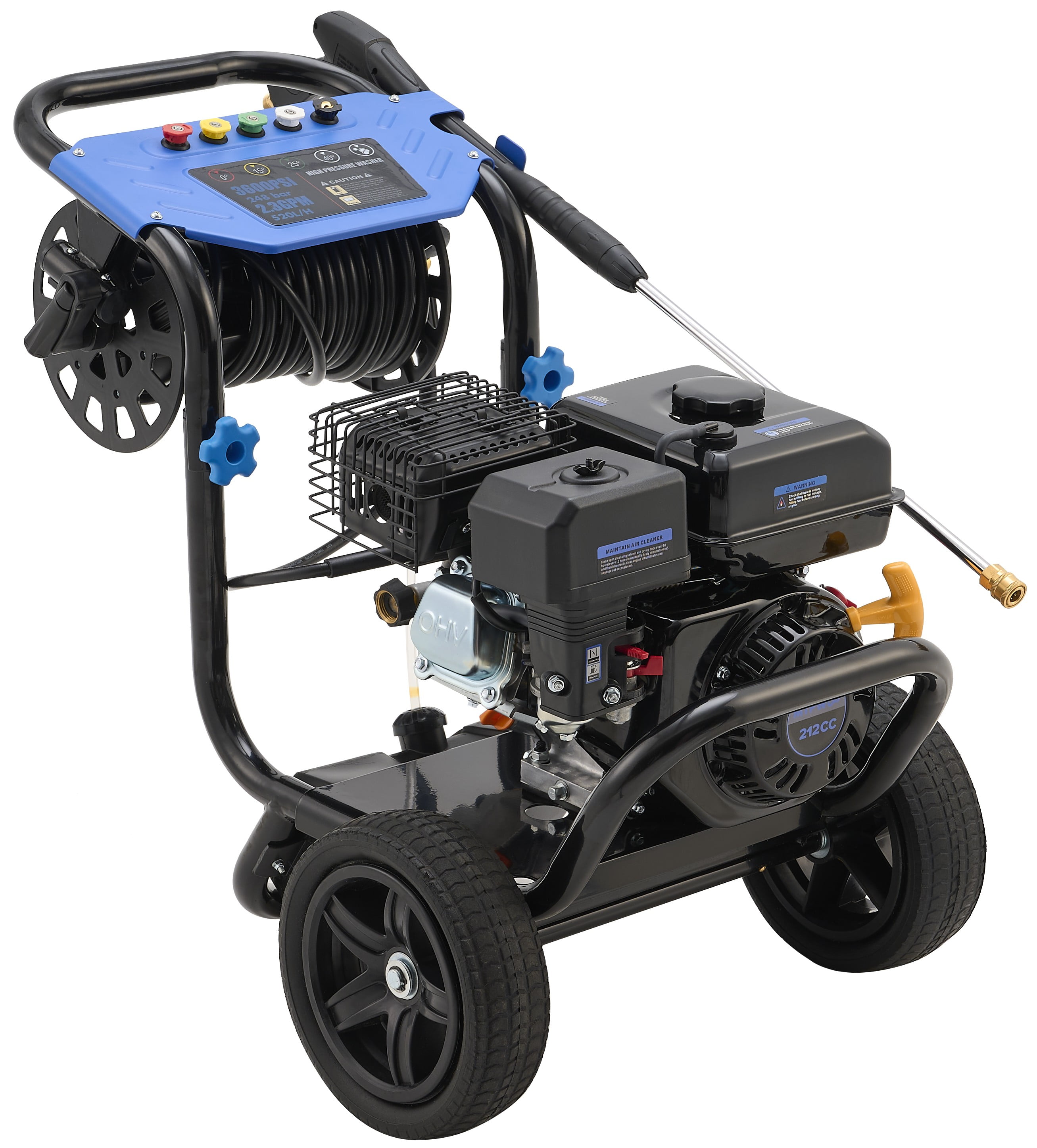 Efurden 3600 PSI 2.3 GPM Gas Pressure Washer, Heavy Duty Gas Power Pressure Washer with 212CC Engine, 30ft High-Pressure Hose & Hose Reel and 5 Quick Connect Nozzle