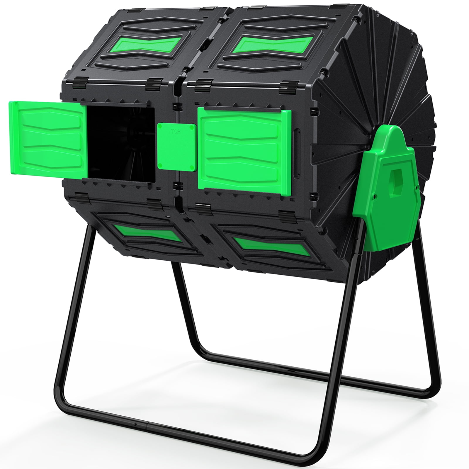 Efurden 45 Gallon Dual Chamber Compost Bin, Outdoor Rotating Compost