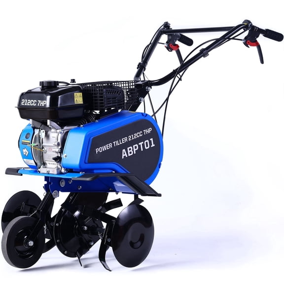 Efurden Gas Tiller Cultivator, 7HP 212cc Gas Powered Engine Tiller Cultivator for Garden Lawn Soil Cultivation, Weeding & Digging