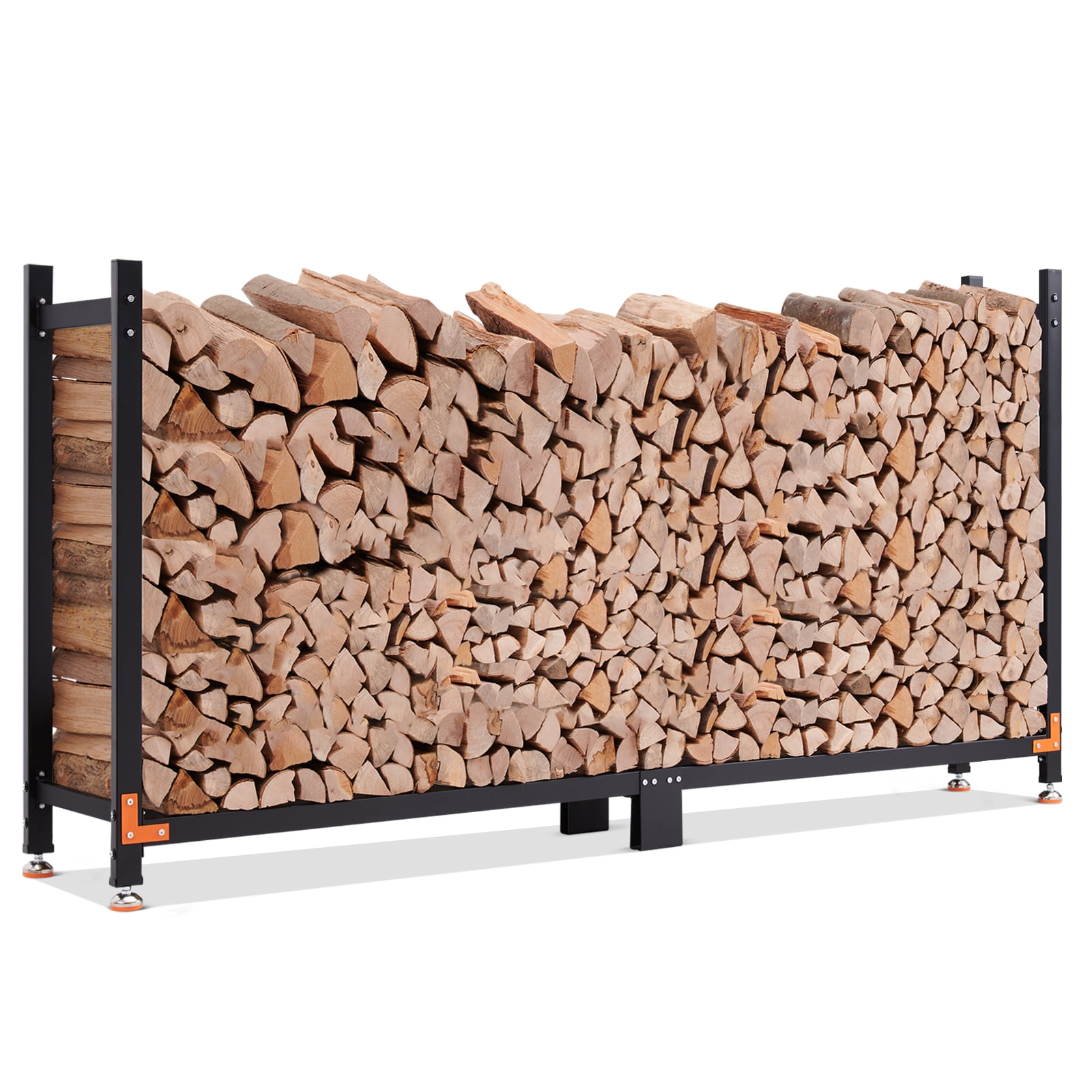 Efurden 8ft Log Fire Holder Heavy Duty Indoor Outdoor Firewood Rack with Reinforced Metal Pieces Adjustable Foot Pad Walmart