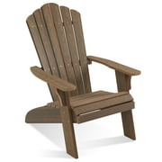 Efurden Adirondack Chair, Outdoor Oversized Patio Chair Poly Lumber Fire Pits Chair for Poolside Lawn and Garden (Light Brown)