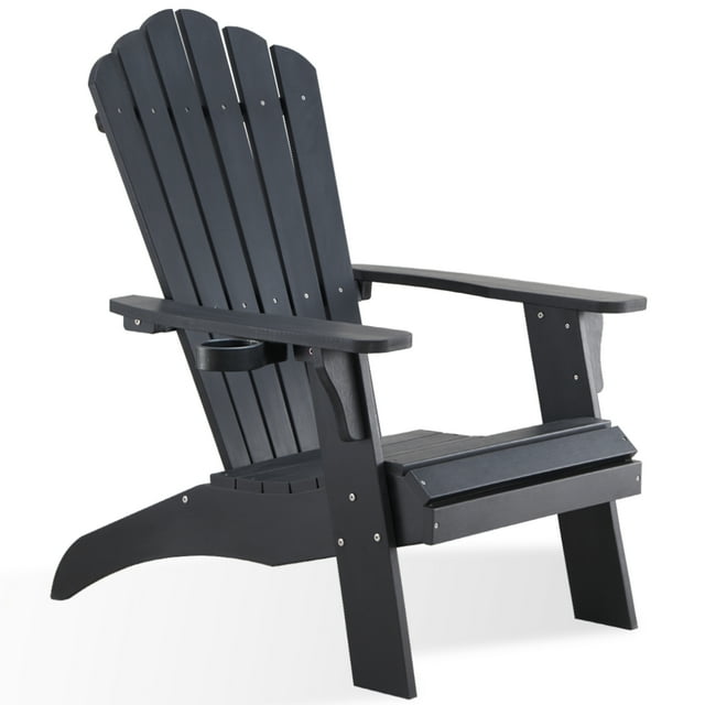 Efurden Adirondack Chair, Oversized Poly Lumber Fire Pit Chair with Cup