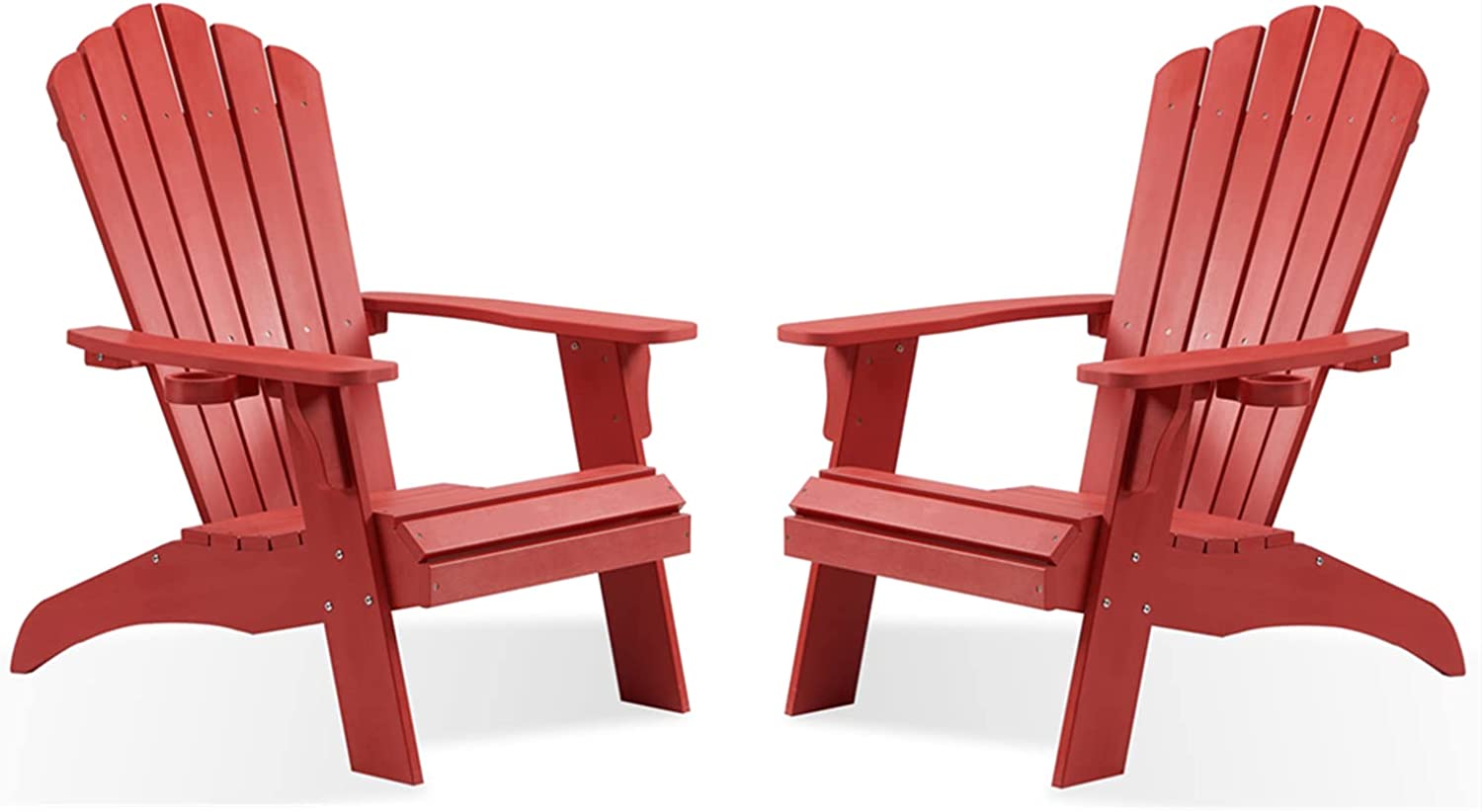 Keter Alpine Adirondack Resin Outdoor Furniture Chairs with Cup Holder