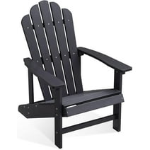 Efurden Adirondack Chair, Weather Resistant & Durable Fire Pits Chair for Lawn and Garden, 350 lbs Load Capacity, Polystyrene (Black)