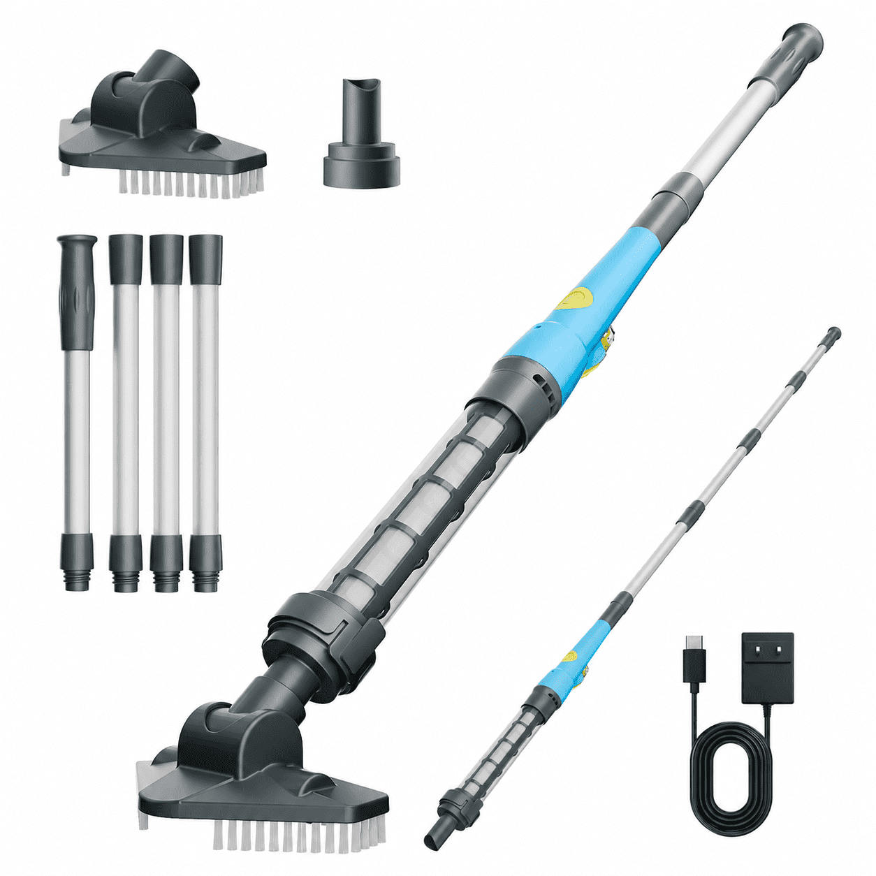 Efurden Cordless Pool Vacuum, Handheld Pool Vacuum for Small Above Ground Pools, Hot Tubs and Spas, 60 Minutes Runntime (Blue)
