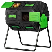 Efurden Dual 45 Gallon Chamber Compost Bin, Outdoor Rotating Compost Tumbler with Aeration System for Garden Kitchen and Yard Waste Green