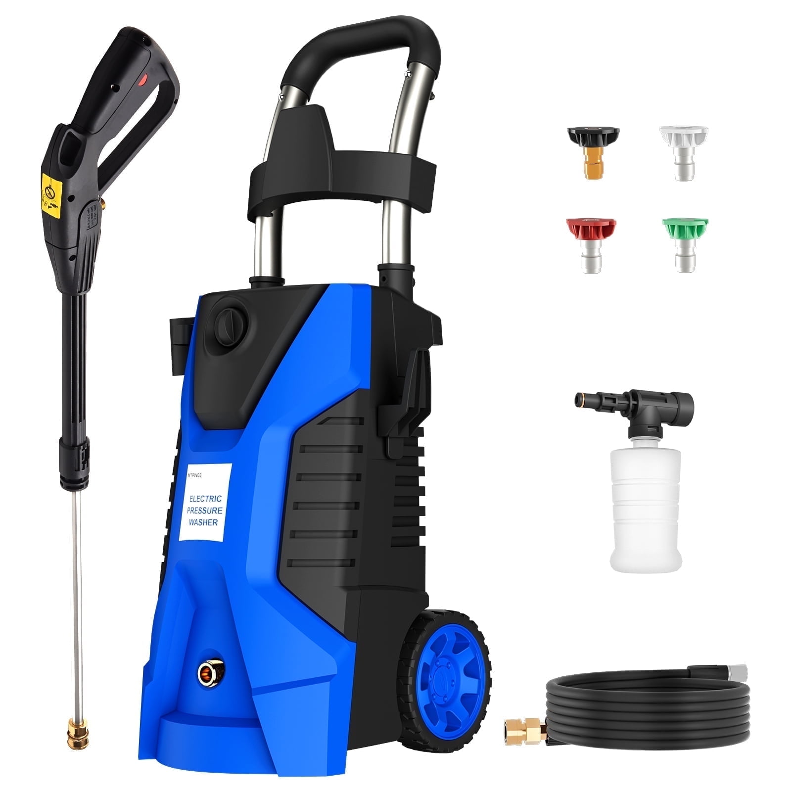 Efurden Electric Pressure Washer, 3800 PSI 2.0 GPM, 4 Quick Connect Nozzles, Foam Cannon, 20 ft Hose, Portable Power Washer for Patios/Cars/Fences/Driveways