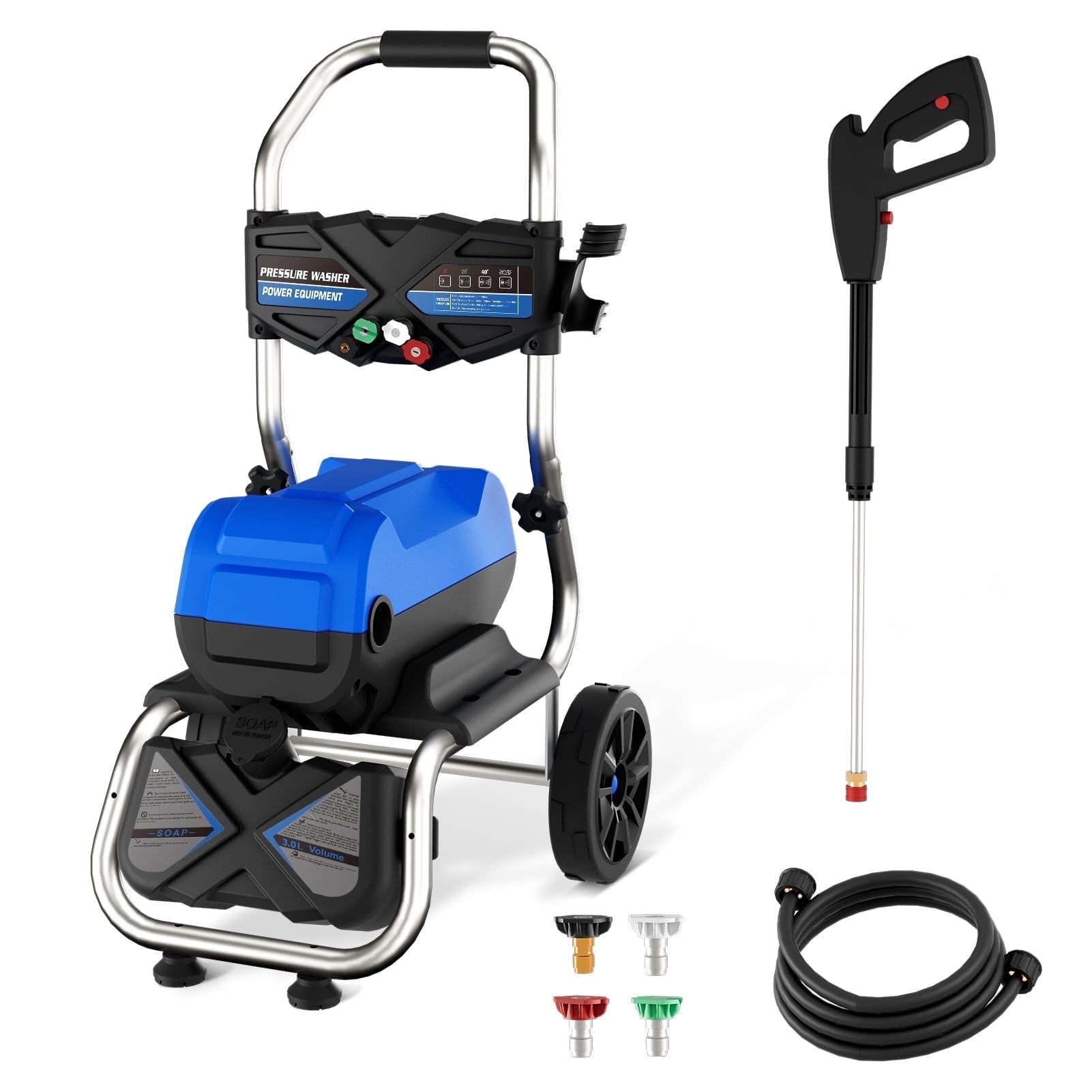 Efurden Electric Pressure Washer, 3800 PSI and 2.4 Max GPM Power Washer with 4 Quick Connect Nozzles, 20 Ft Hose for Cars/Floor/Fences/Patios