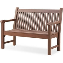 Efurden Garden Bench, 2-Person Poly Lumber Patio Bench, All-Weather Outdoor Bench Suit for Garden Porch and Park (Brown)