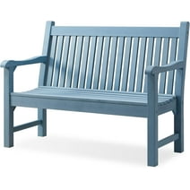 Efurden Garden Bench, 2-Person Poly Lumber Patio Bench, All-Weather Outdoor Bench for Garden Porch and Park (Blue)