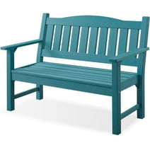 Efurden Garden Bench, Poly Lumber Outdoor Bench Weatherproof 2-Person 50" Patio Bench for Garden Porch and Park (Blue)