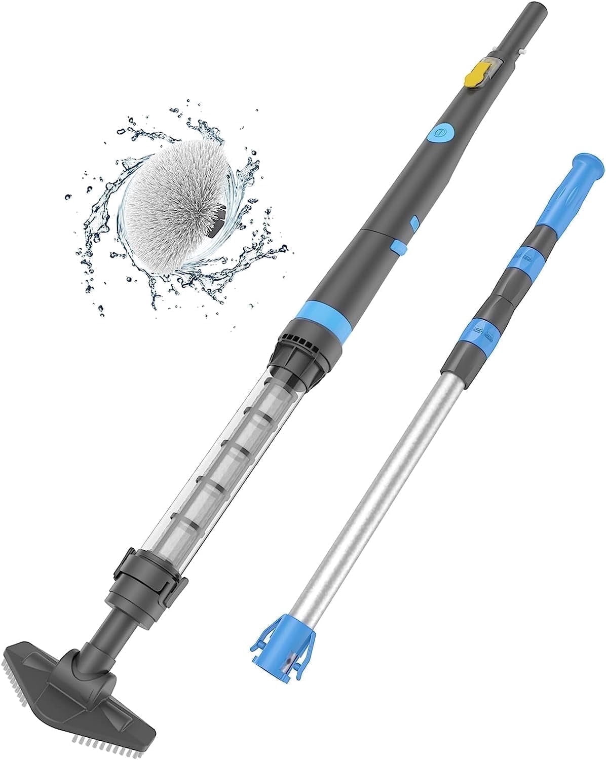 Efurden Handheld Pool Vacuum, Cordless Rechargeable Pool Cleaner with Round Brush for Spas, Hot Tubs and Small Pools (Blue)