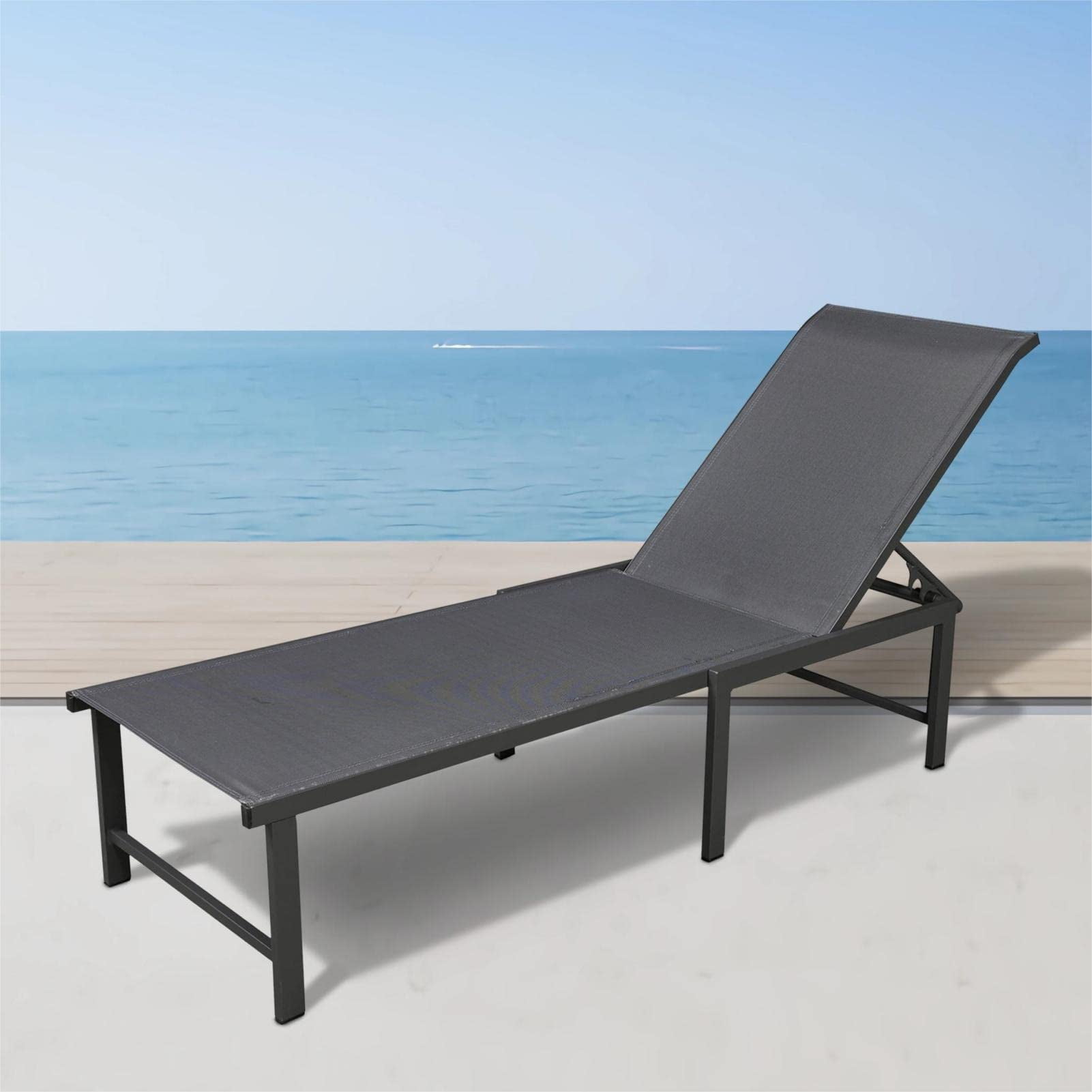 Efurden Outdoor Pool Lounge Chairs, Patio Aluminum Chaise Lounge with 5
