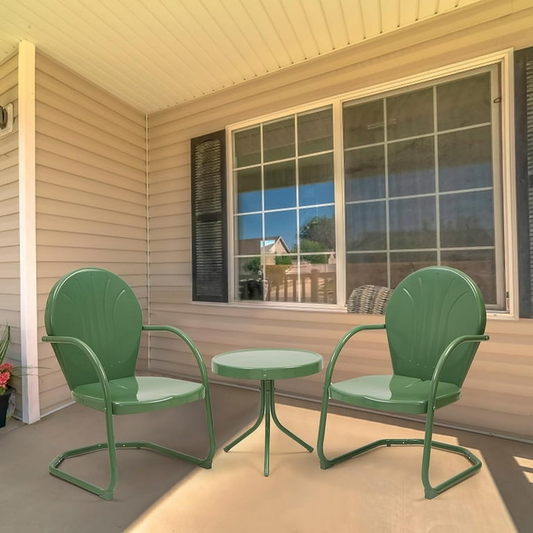 Efurden 3 Piece Retro Metal Patio Bistro Set with 2 C Spring Armchairs and Round Table Green Walmart