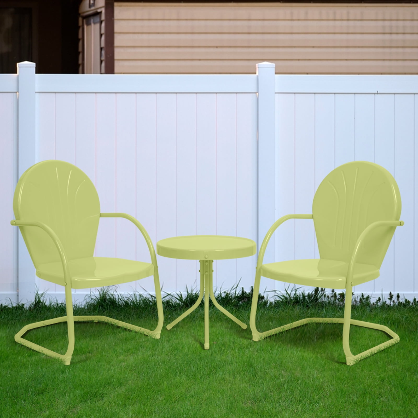 Spring Base Metal Rocking Chairs Metal Garden Furniture 3-Piece Retro Metal Bistro Set - 2 C-Spring ...