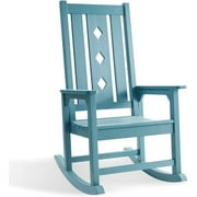 Efurden Rocking Chair, Over-Sized and Weather Resistant Patio Rocker for Adults, Smooth Rocking Chair for Indoor and Outdoor, 350lbs Load Capacity (Blue)