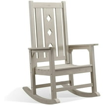 Efurden Rocking Chair Over-Sized, Weather Resistant Patio Rocker for Adults, Smooth Rocking Chair for Indoor and Outdoor, 350lbs Load (Light Gray with Azure Grain)