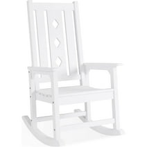 Efurden Rocking Chair Over-Sized, Weather Resistant Patio Rocker for Adults, Smooth Rocking Chair for Indoor and Outdoor, 350lbs Load (White)